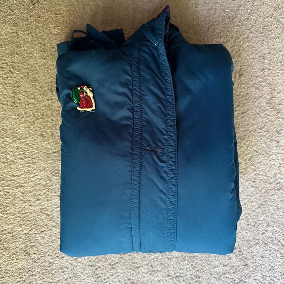 LL Bean Jacket Womens XL Vtg Wool Full Zip Blue Purple USA Made Hood - Picture 13 of 13